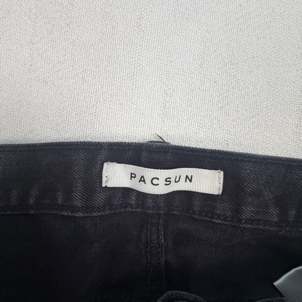 PacSun Stacked Skinny Jeans Mens 32x32 Distressed Ripped Black Denim Pants - Picture 3 of 9